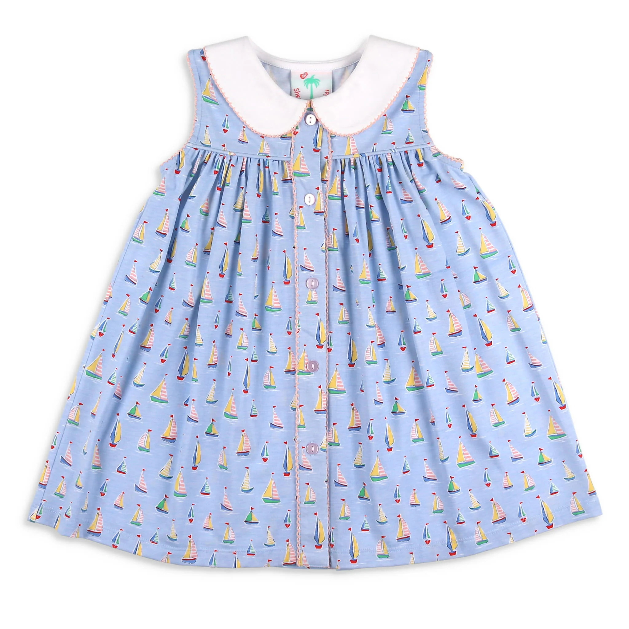 Girls Colorful Regatta Button Dress - Shrimp and Grits Kids | Shrimp and Grits Kids