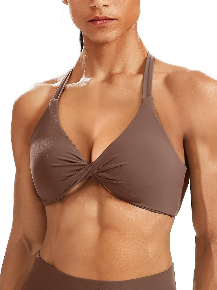 Unthewe Women's Workout Sports Bra Padded Criss Cross Low Impact Bra Yoga Crop Tank Tops | Amazon (US)