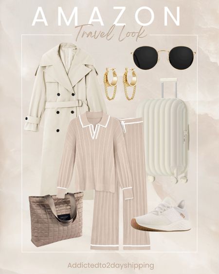AMAZON- Travel look

Neutral outfit, neutral look, travel outfit, two piece set, matching set, lounge set, comfy set, neutral set, long sleeve and pants set, knit set, neutral set trimmed in white, ribbed set, new balance sneaker, neutral sneaker, white sneaker, tote bag, quilted tote bag, tan tote bag, travel handbag, cream luggage, aesthetic luggage, trench coat, cream trench coat, long trench coat, gold hoop earrings, round sunglasses, black and gold sunglasses, spring look, spring outfit



#LTKstyletip #LTKfindsunder100 #LTKtravel