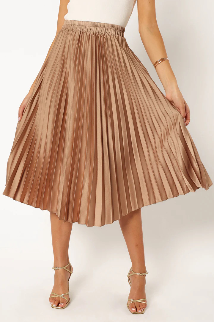 Chloe Plisse Skirt - Gold | Petal & Pup (US)