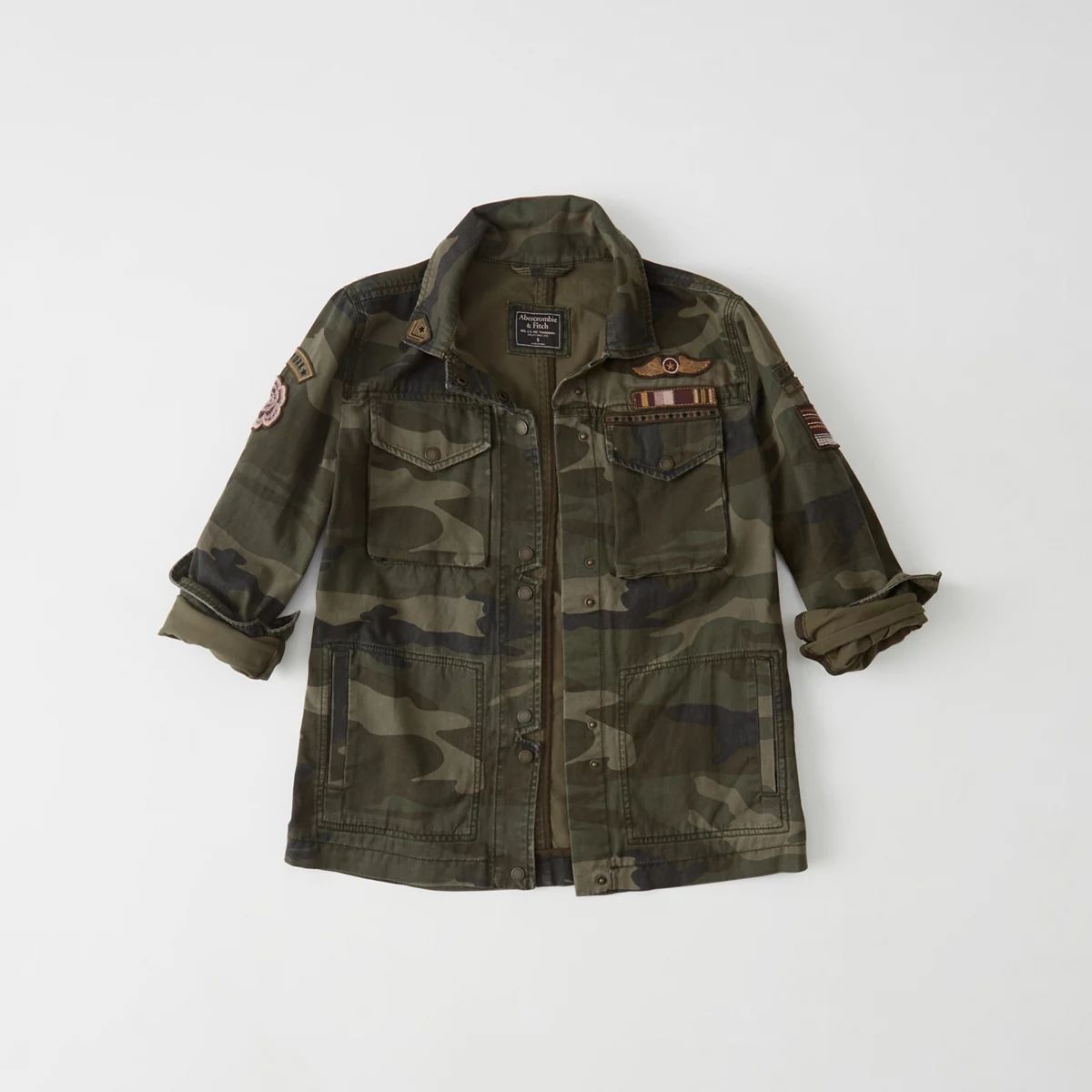 Patch Twill Shirt Jacket | Abercrombie & Fitch US & UK