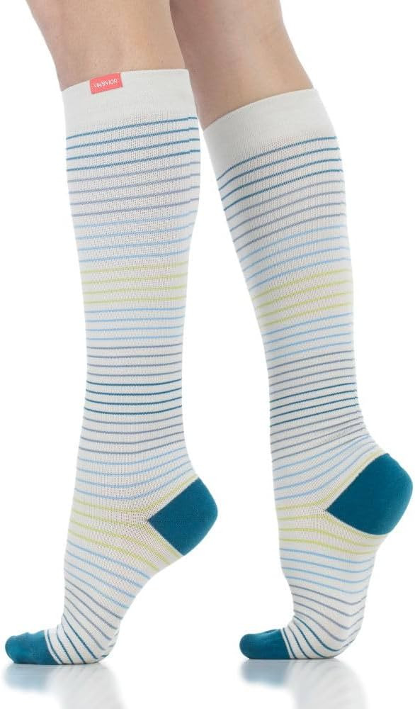 VIM & VIGR Cotton 15-20 mmHg Graduated Compression Socks (Blues & Lime Pinstripe, Large/X-Large (... | Amazon (US)
