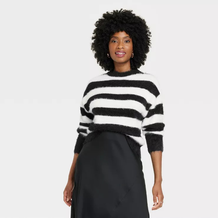 Women's Crewneck Fuzzy Pullover Sweater - A New Day™ | Target
