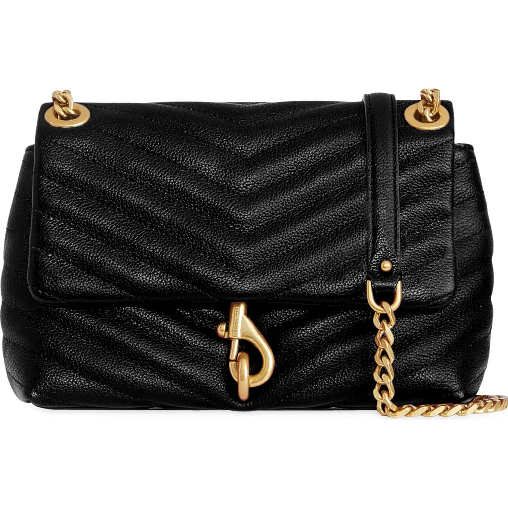 Rebecca Minkoff Edie Chevron Quilted Leather Shoulder Bag in Black at Nordstrom Rack | Nordstrom Rack