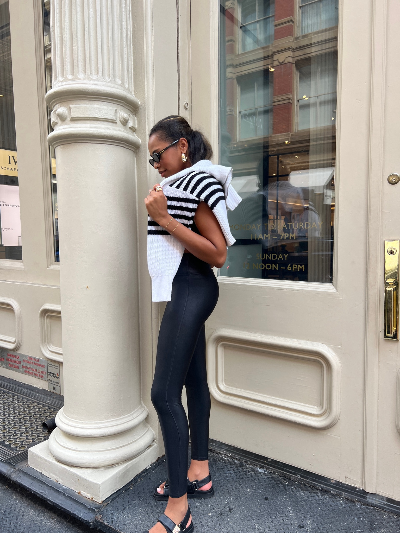 Best striped pullover sweater finally launched today 🖤 wearing a size small. You can use code “KIARRA20” for 20% off the sweater + “KIARRAXSPANX” for 10% off & free shipping & returns on the leggings. 

#LTKSeasonal #LTKtravel #LTKU