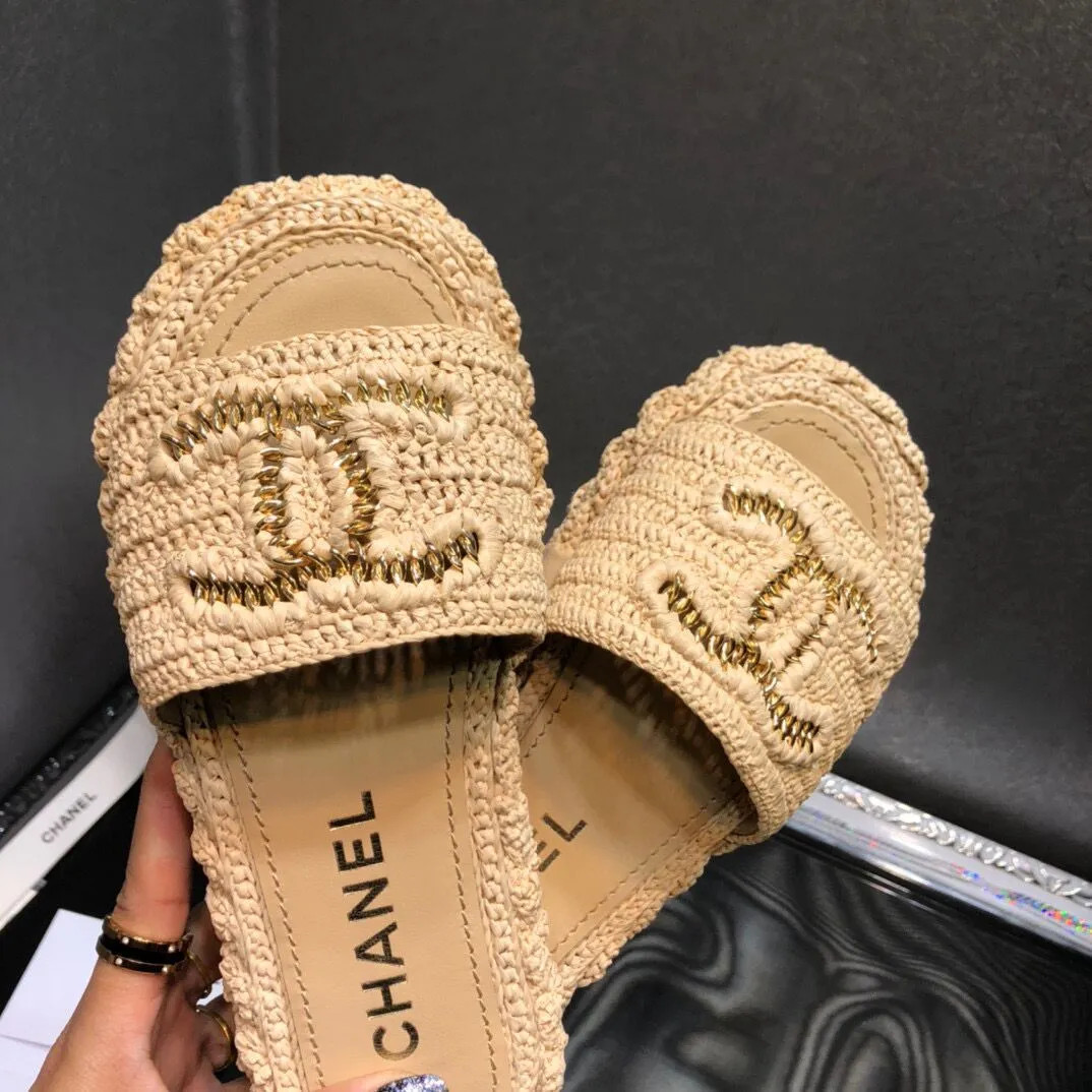 Cha Nel Dupe Knit Slipper Sandal Flat Beach Slide Women Sexy Indoor Sandals Preminum Quality From... | DHGate