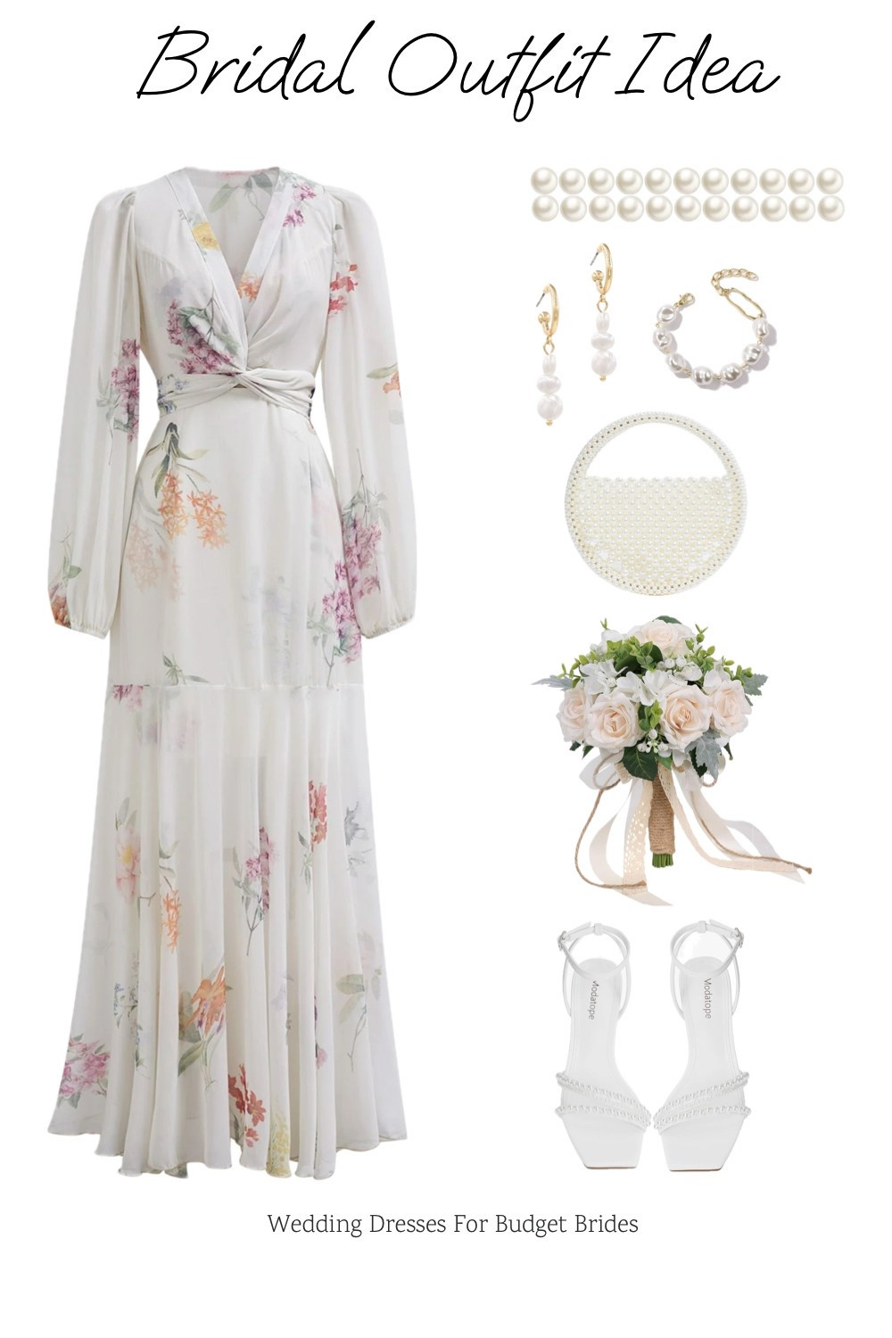 Romantic and feminine bridal outfit - dress is white floral. From Chicwish and Amazon.

2025 spring fashion trend. Spring wedding. Spring outfit. White dress. Elopement dress. Bride dress. 

#ltkfindsunder100 #ltkparties #ltkwedding 

#LTKSeasonal #LTKStyleTip #LTKFindsUnder50