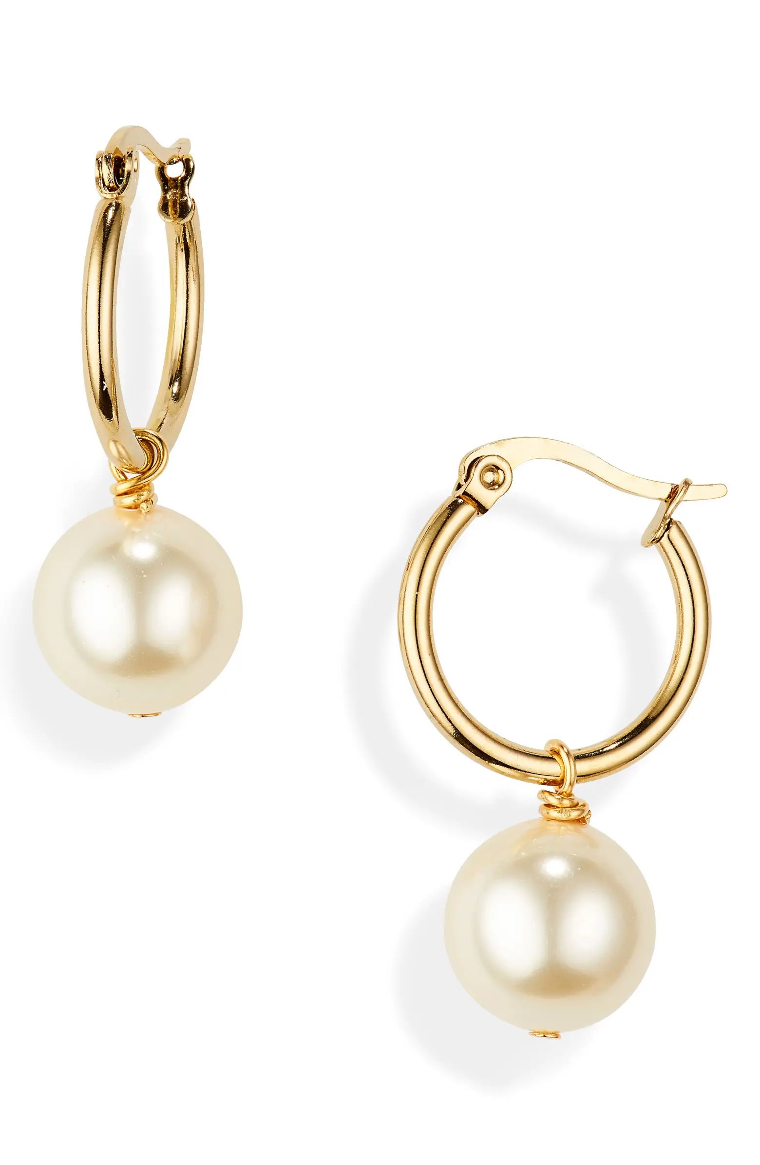 Shashi Freshwater Pearl Drop Hoop Earrings | Nordstrom | Nordstrom