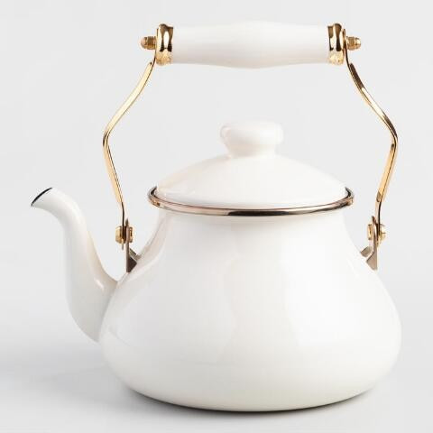 Ivory Enamel Tea Kettle | World Market