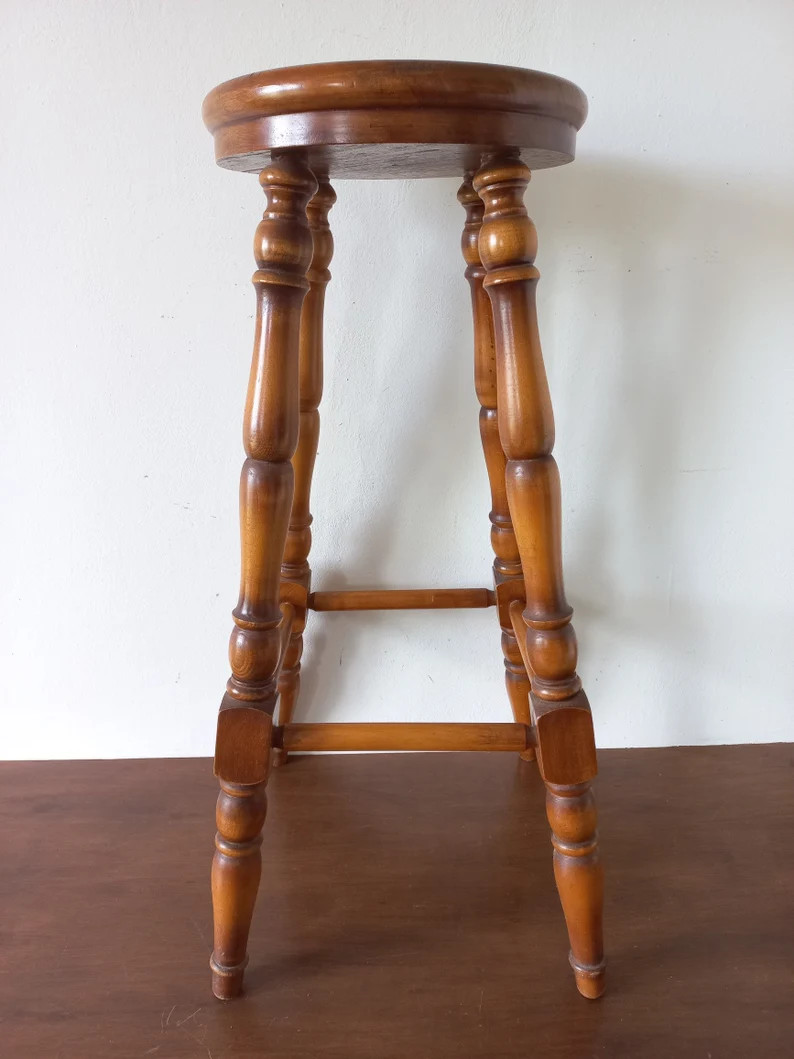 Stool Vintage Wooden Bar Stool Tabouret Kitchen Stool Bar Seat Plant Stand Ornament Stand Rustic ... | Etsy (US)