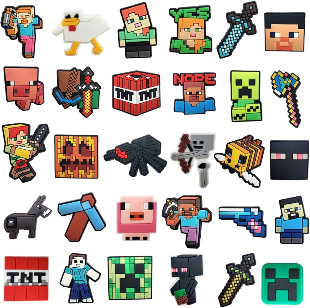 30pcs Pixel Shoes Charms Decoration, Pixel Themed Shoe Charms for Clog Sandals, Party Favors Gift... | Amazon (US)