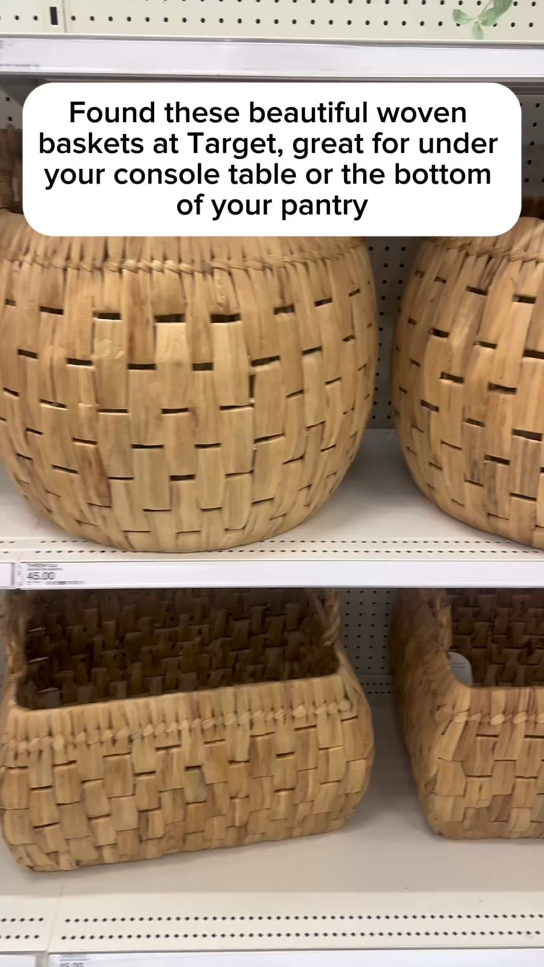 Large woven baskets are one of my favorite things for under a console table, to hold a plant or blankets, or even better, at the bottom of a pantry to hold paper towels, backstock, or anything else you want tucked away but still easy to grab. Target and Walmart both have some really pretty ones out right now, and both are reasonably priced for how good they look in person.linked them all below.

#LTKHome #LTKSeasonal #LTKmomlife