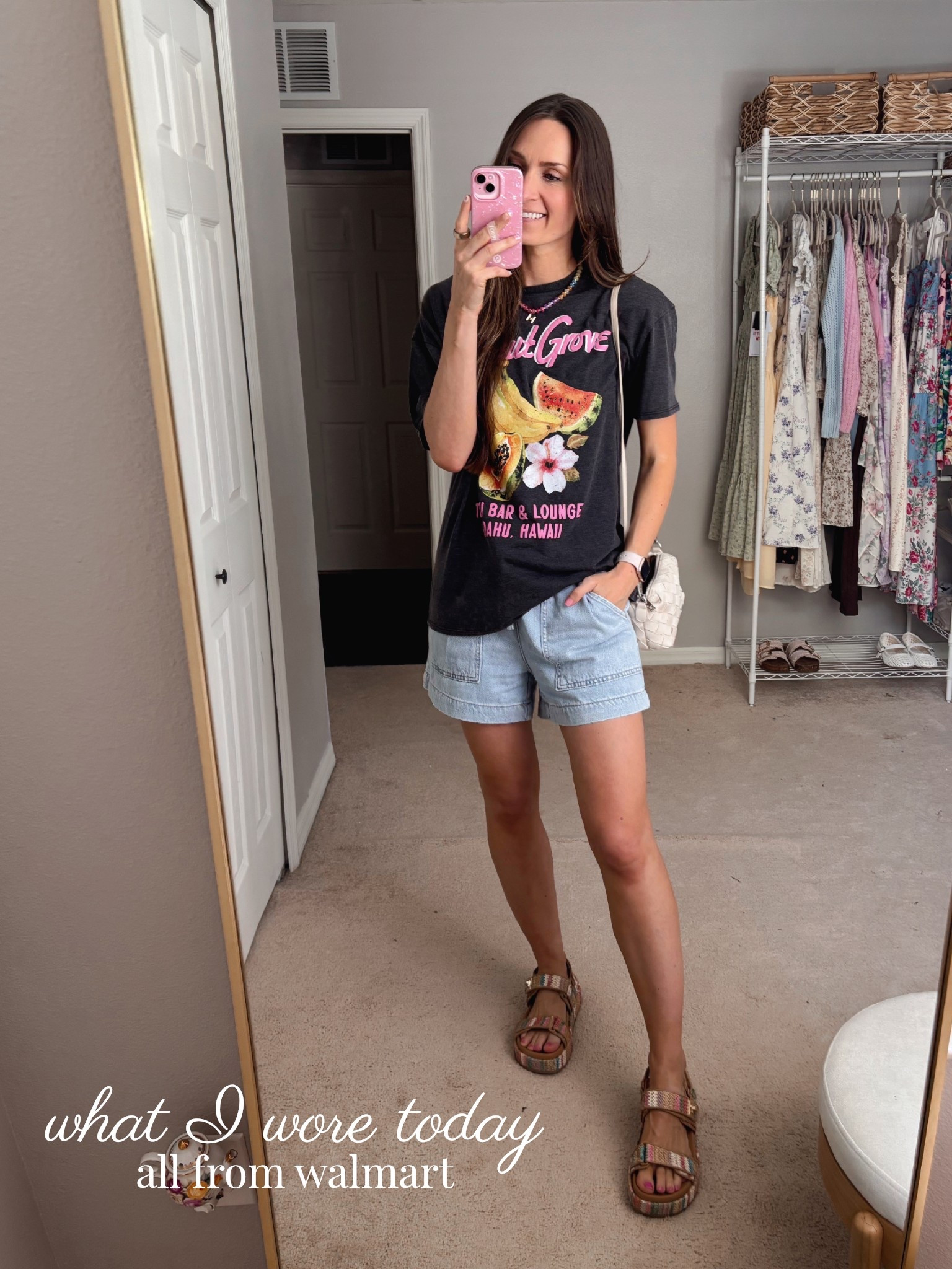 Walmart outfit I wore today!
These new Walmart shorts are so good!! 
Walmart paper bag shorts: xs, fit tts
Walmart graphic tee: xs, fits oversized 
Walmart sandals: 8.5, fit tts

#LTKmomlife #LTKTall #LTKootd