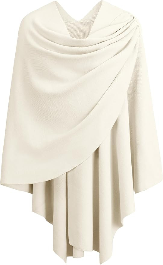 PULI Womens Large Cross Front Poncho Sweater Wrap Topper Knitted Elegant Shawls Cape for Fall Win... | Amazon (US)