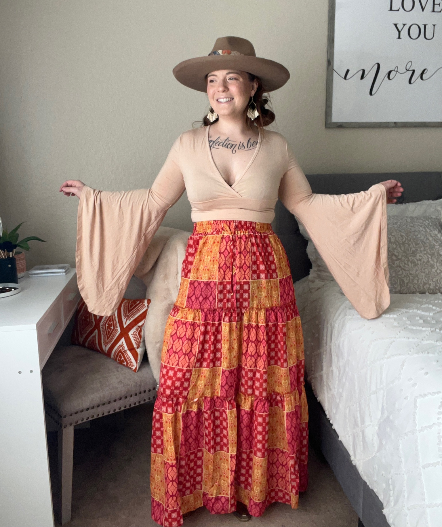 I’m a sucker for a good bell sleeve and this one is perfection!!! The sleeves are stunning. She can be styled with so many things! 

#LTKSeasonal #LTKStyleTip #LTKFindsUnder50