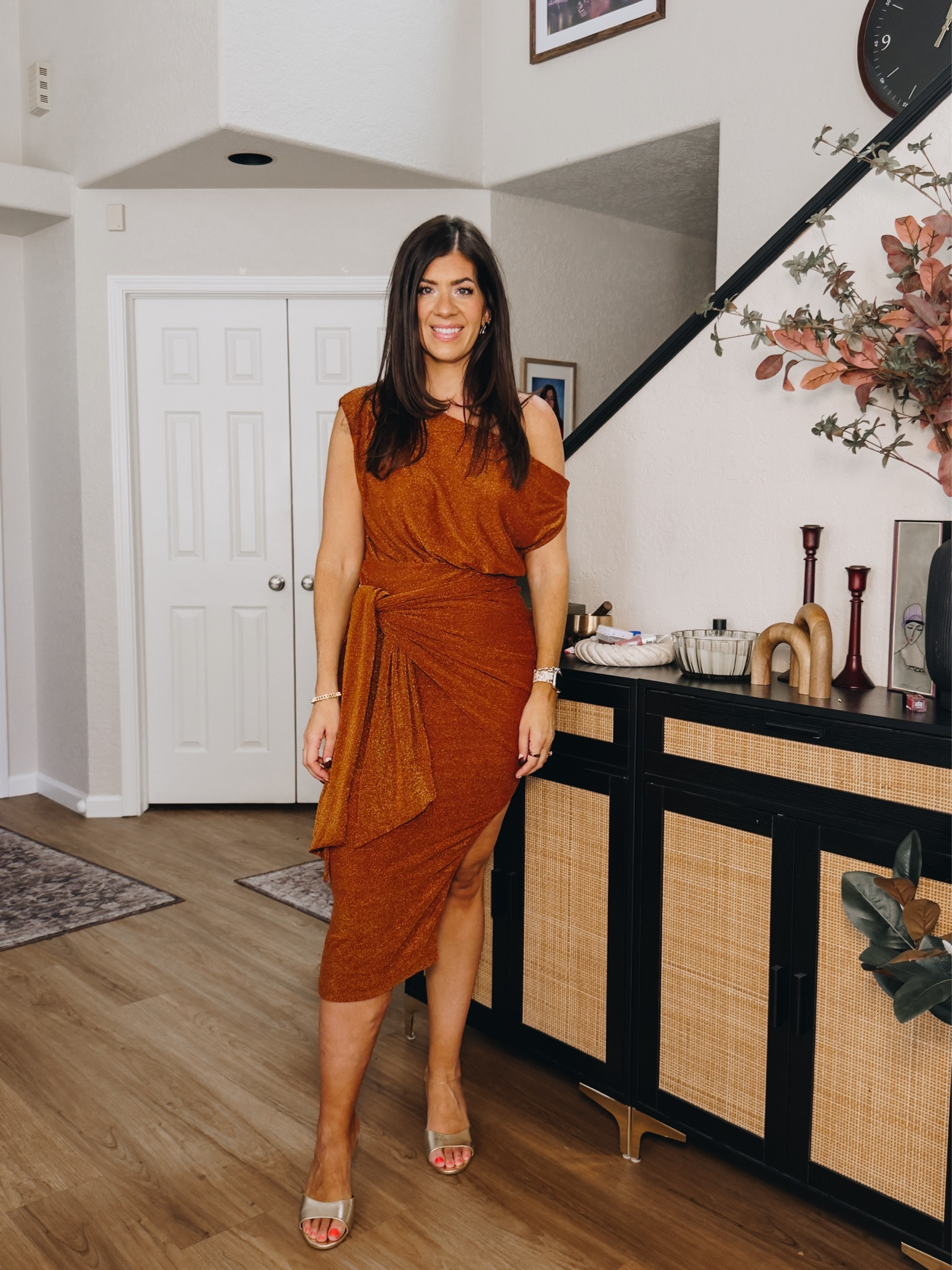 In a large tie waist dress

#LTKMidsize #LTKTall #LTKWedding