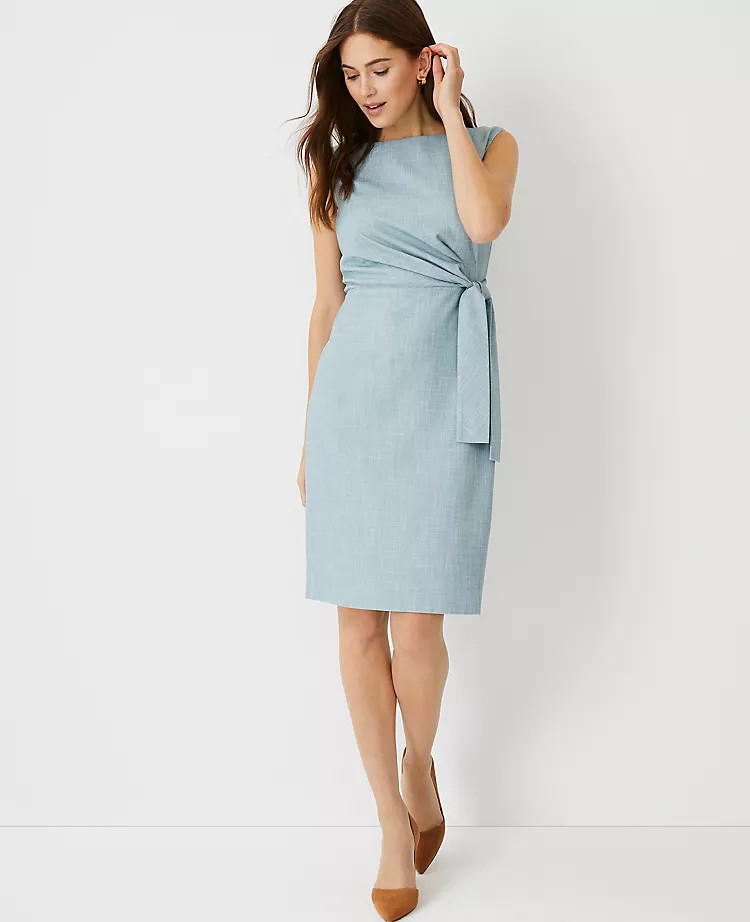 The Tie Waist Dress in Cross Weave | Ann Taylor | Ann Taylor (US)