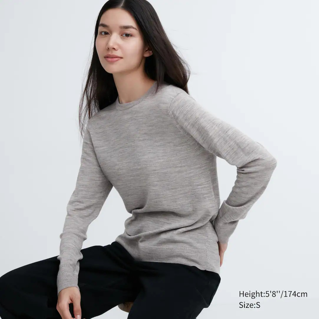 100% Extra Fine Merino Crew Neck Jumper | UNIQLO (UK)