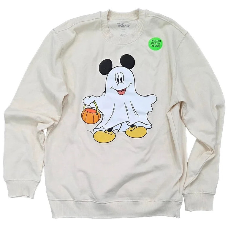 Disney GITD Halloween Ghost Mickey Adult Pullover Fleece | Walmart (US)