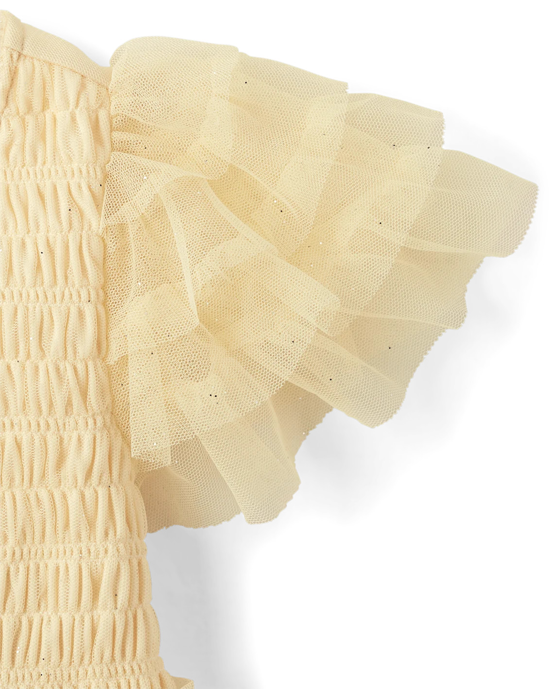 Girls Glitter Smocked Mesh Ruffle Dress - yellow | The Children's Place
