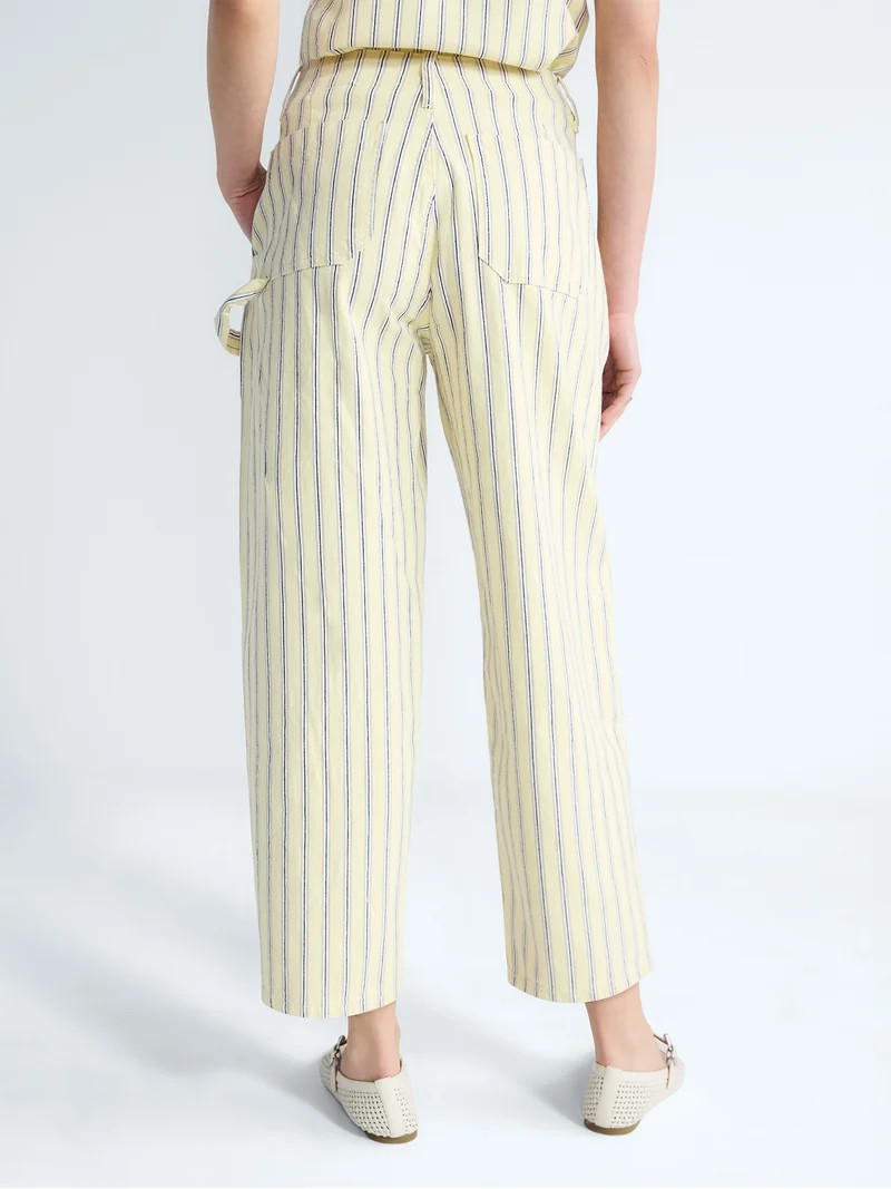 Free Assembly Women's Striped High Rise Cropped Barrel Jeans, 26" Inseam, Sizes 0-16 | Walmart (US)
