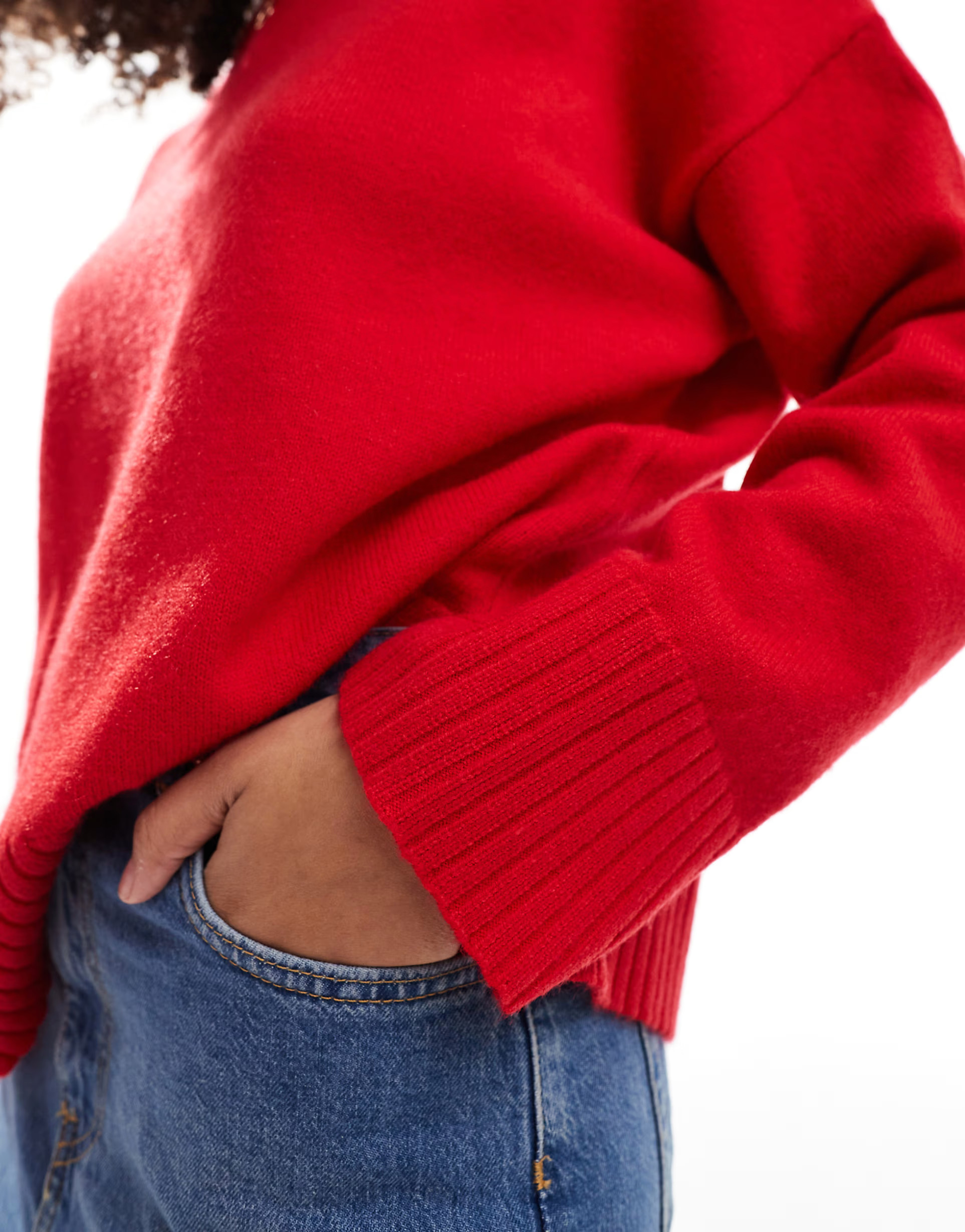 Bershka chunky crew neck jumper in red | ASOS (Global)