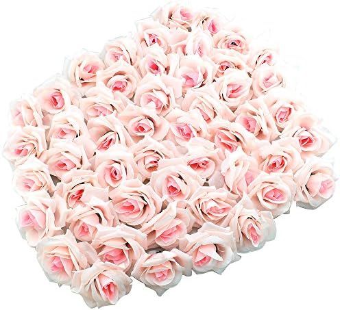 Topixdeals Silk Cream Roses Flower Head, Artificial Flowers Heads for Wedding Flowers Accessories... | Amazon (US)