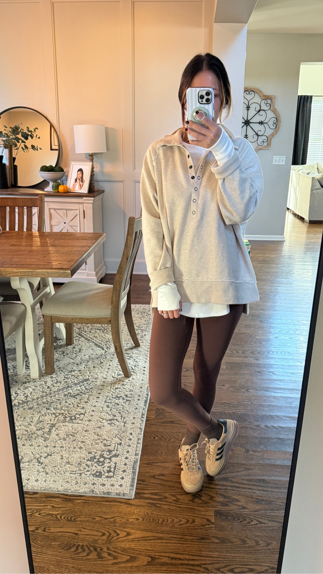Comfy but still feeling put together for school drop off and a morning of errands. These leggings are affordable and sooo soft and I finally found the perfect white shirt perfect length for leggings - great for layering or thick enough to wear on its own! Loving all these brown tones lately 🐻🤎

#LTKSaleAlert #LTKStyleTip #LTKActive