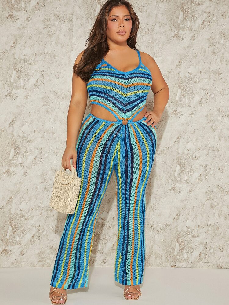 Plus Cutout Waist Pointelle Knit Cami Jumpsuit
       
              
              $13.49       ... | SHEIN