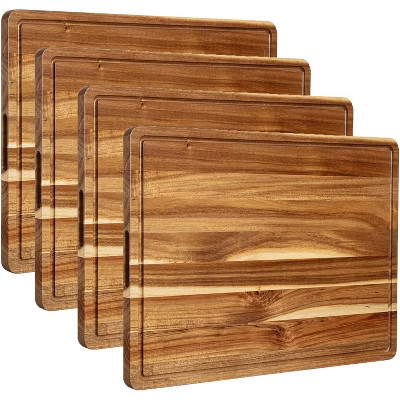 4-Piece 20x15" Acacia Wood Cutting Board Set, Thick Heavy Duty Chopping Boards with Juice Groove. | Target