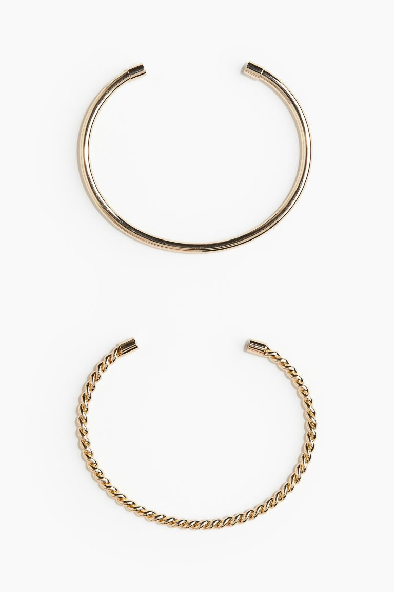 2-pack cuff bracelets - Gold-coloured - Ladies | H&M GB | H&M (UK, MY, IN, SG, PH, TW, HK)
