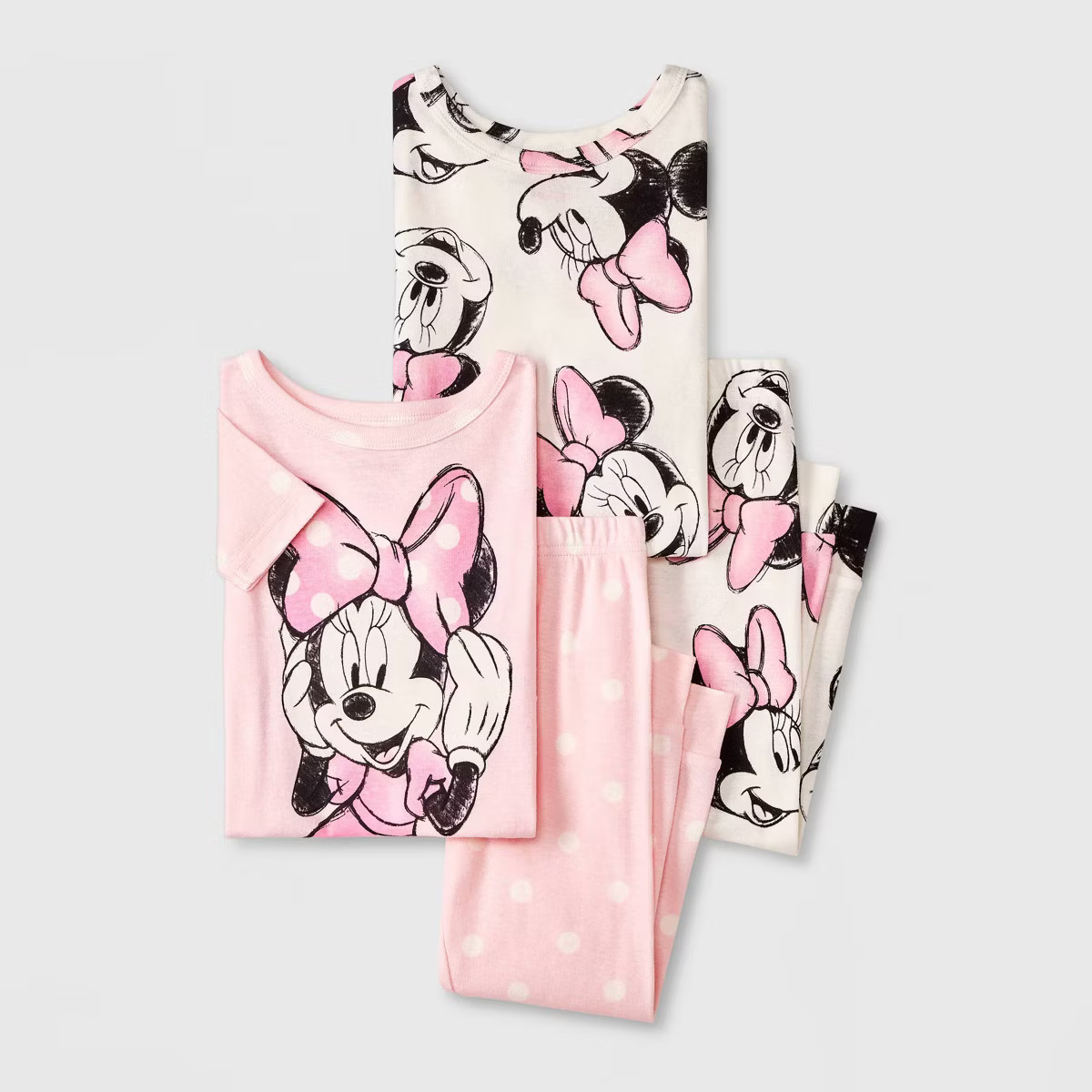 Toddler Girls' 4pc Snug Fit Cotton Minnie Mouse Pajama Set - Pink 3T | Target