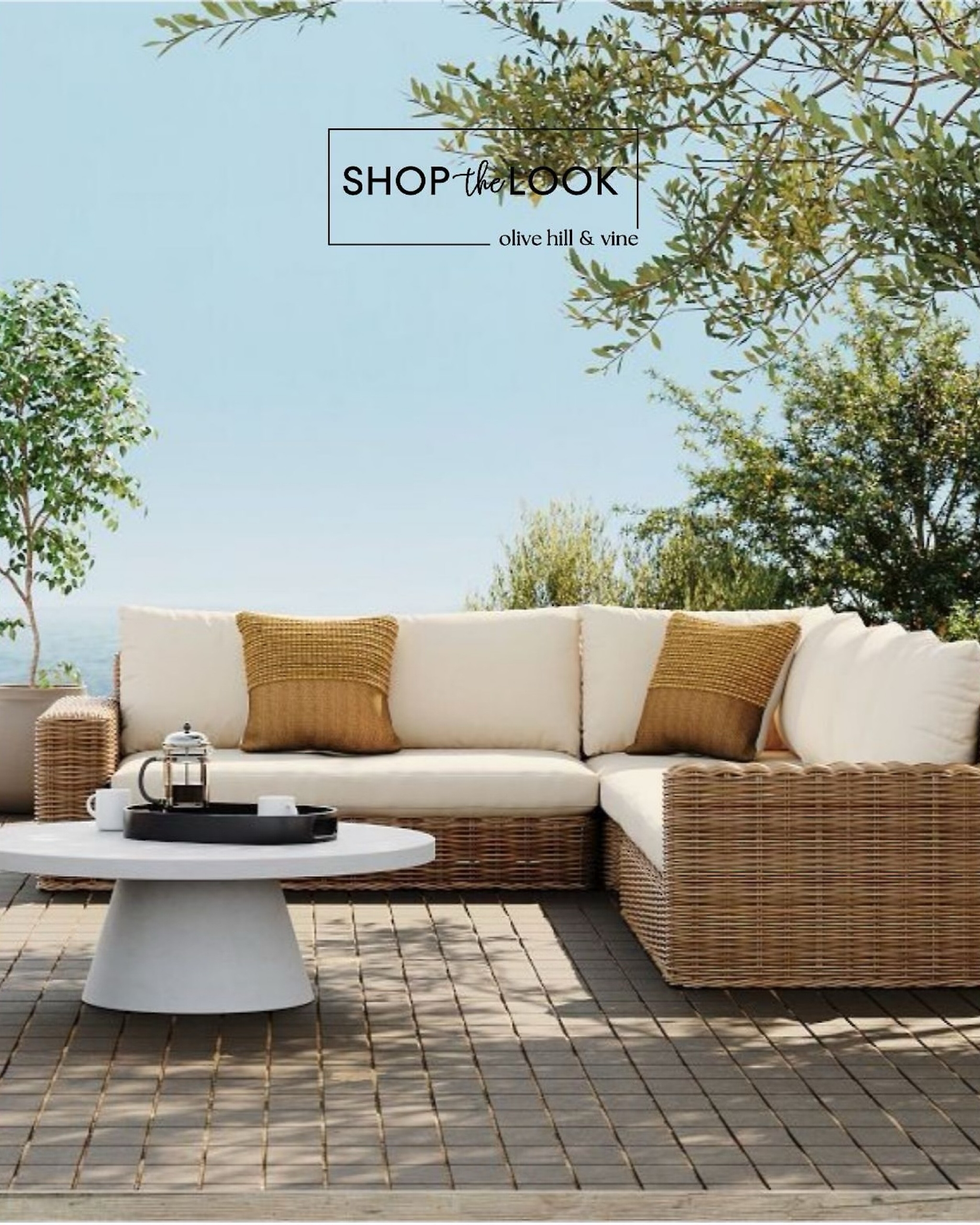 Our latest design inspiration: an outdoor seating haven featuring a sculptural, lightweight concrete pedestal coffee table, chic ficonstone planters, and eco-friendly throw pillows with handwoven stitching. The handwoven wicker sectional, with wide arms perfect for holding drinks and snacks, is beautifully accented with alabaster cushions. Perfect for stylish, sustainable relaxation! 

#LTKHome #LTKStyleTip #LTKFamily