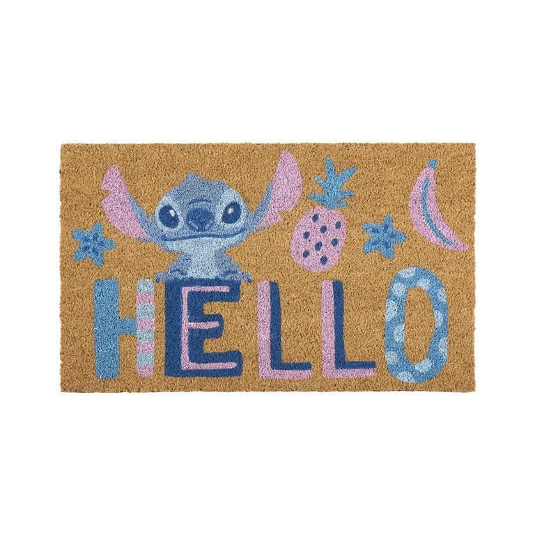 Stitch "Hello" Indoor/Outdoor Coir Mat, 18"x30", Rubber backing | Walmart (US)