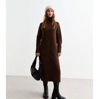 Women's Brown Knit High Neck Midi Dress New Look | New Look (UK)