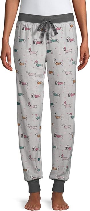 Secret Treasures Dachshund Dogs Winter White Fleece Jogger Lounge Sleep Pants | Amazon (US)