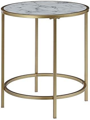 Convenience Concepts Gold Coast Deluxe Faux Marble Round End Table, White Faux Marble / Gold Fram... | Amazon (US)