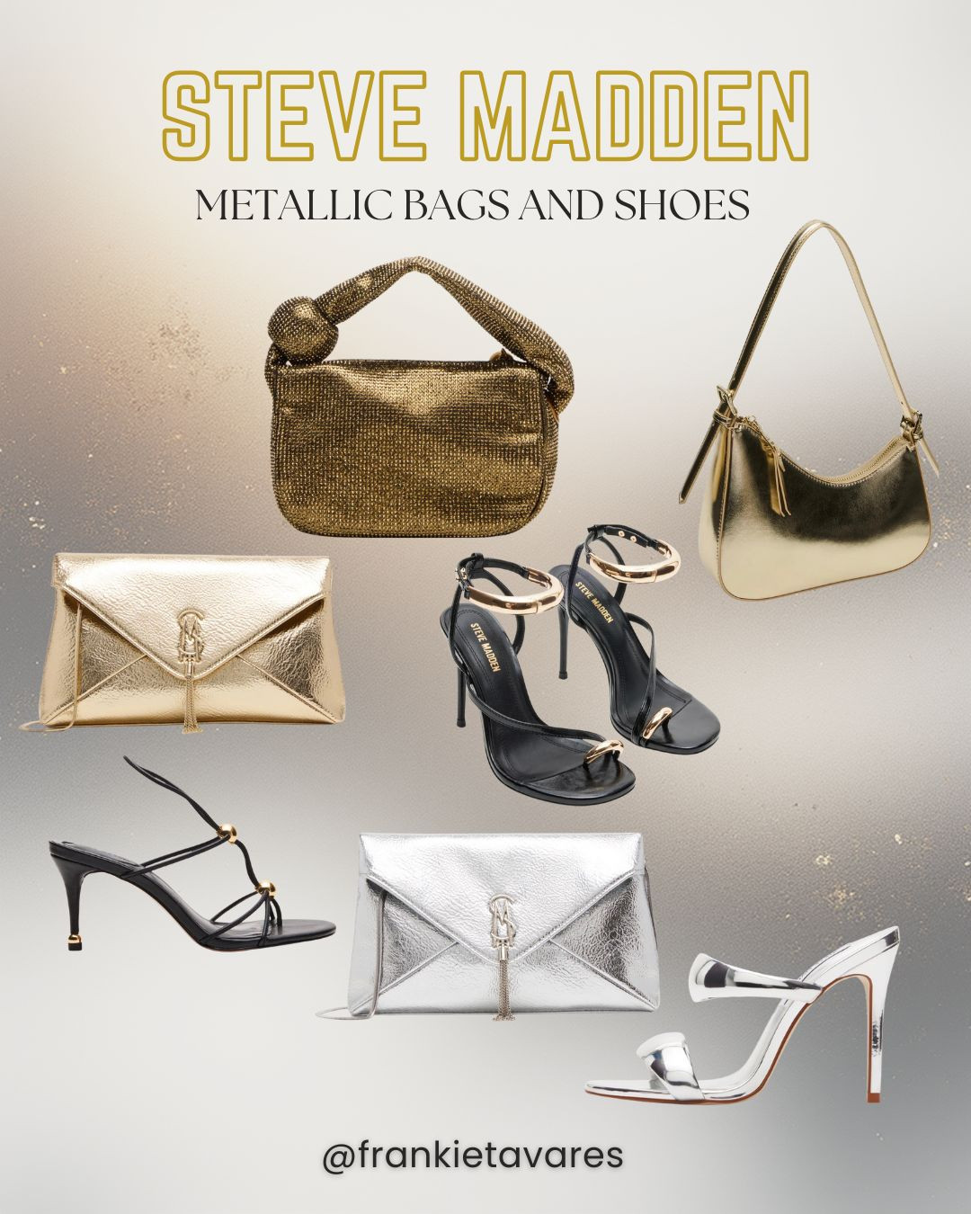 SHINE ON- Just in time for your holiday looks. Steve Madden has a can't miss sale on these stunning shoes and bags. Promo Code: GIFT on select items!
Several color options on sale items. Get yours while this sale lasts!!
Happy Holidays, beauties!!
#stevemadden #holidaymetallics #salealert #giftguide #frankietavares 

 #LTKHoliday #LTKSeasonal #LTKSaleAlert