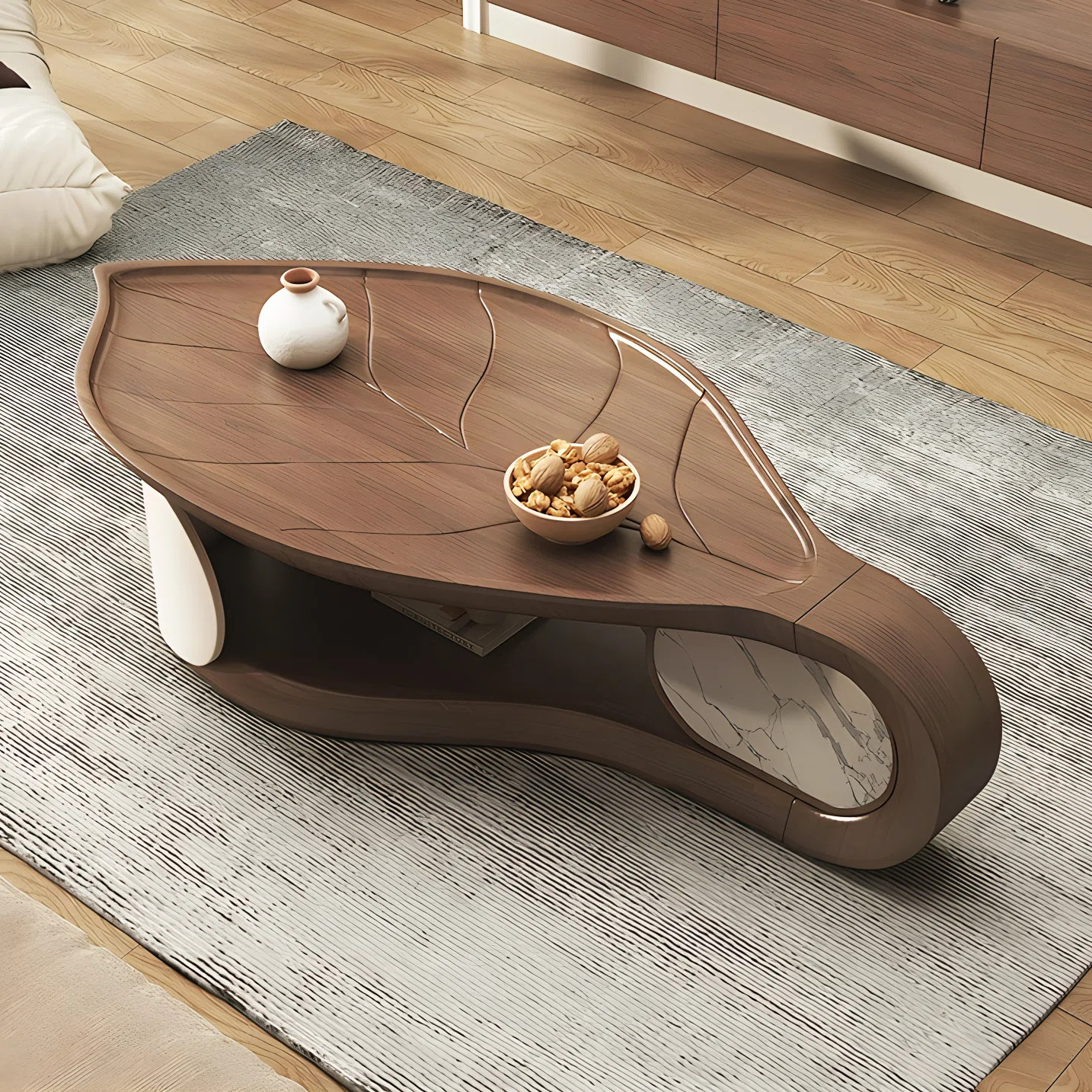 No Assembly Required Unique Design Leaf Shaped Coffee Table | Wayfair North America