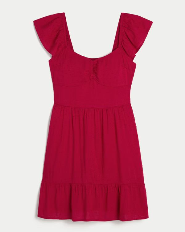 Short-Sleeve Cinch Bust Skort Dress | Hollister (US)
