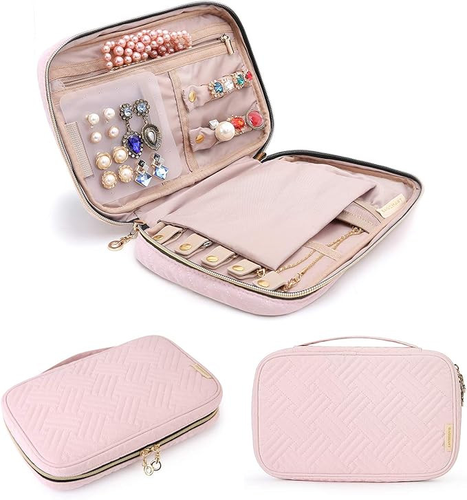 BAGSMART Jewelry Organizer Case Travel Jewelry Storage Bag for Necklace, Earrings, Rings, Bracele... | Amazon (US)