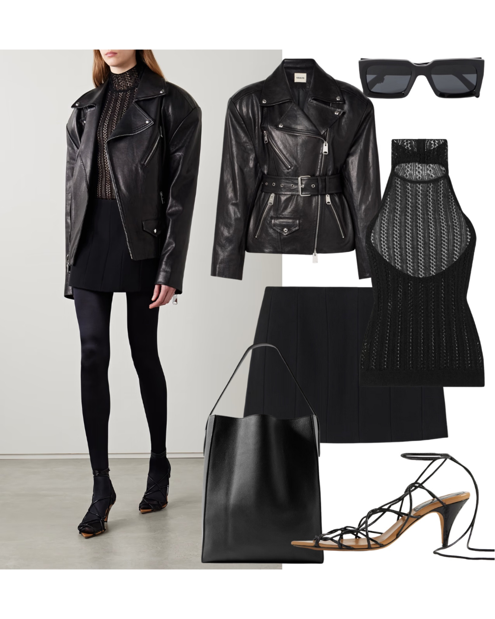Ready to take on fall in this chic black look! 🖤 The Khaite Fabbie belted leather biker jacket is a staple piece for an edgy yet polished vibe. Here are some exact and similar items to complete the look. #FallFashion #ChicStyle #BlackOutfit #LeatherJacket #Khaite #BikerJacket #FallOutfitInspo #EdgyChic #WardrobeEssentials #StyleGoals #AutumnVibes #FashionFinds #FallStyle #FallOutfits



#LTKShoeCrush #LTKItBag #LTKStyleTip