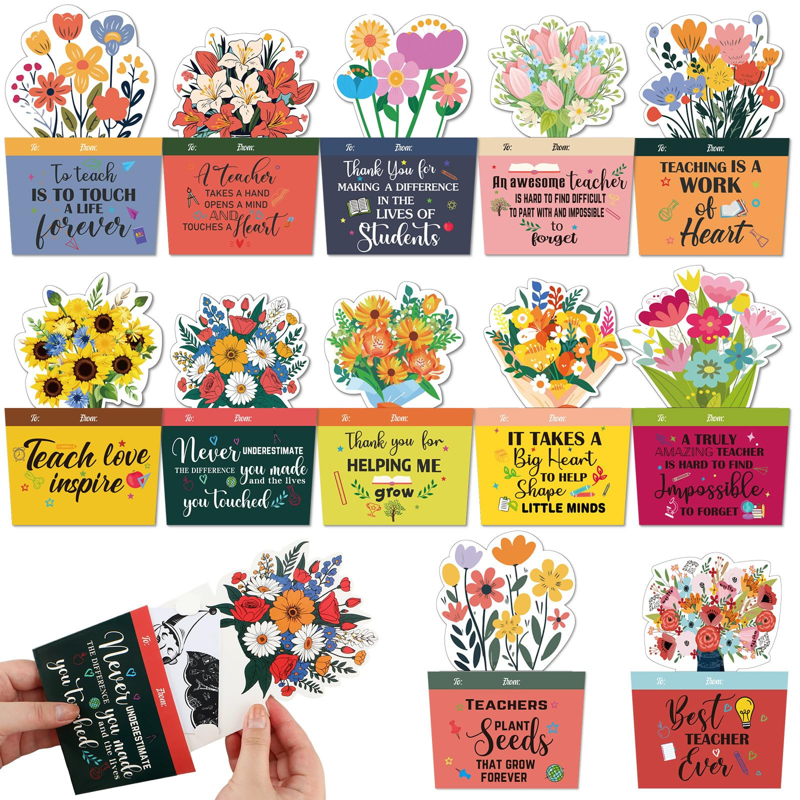 12 Pcs Teacher Appreciation Gift Cards Holders Bulk Teacher Gift Card Holder Flower Sunflower Mon... | Amazon (US)