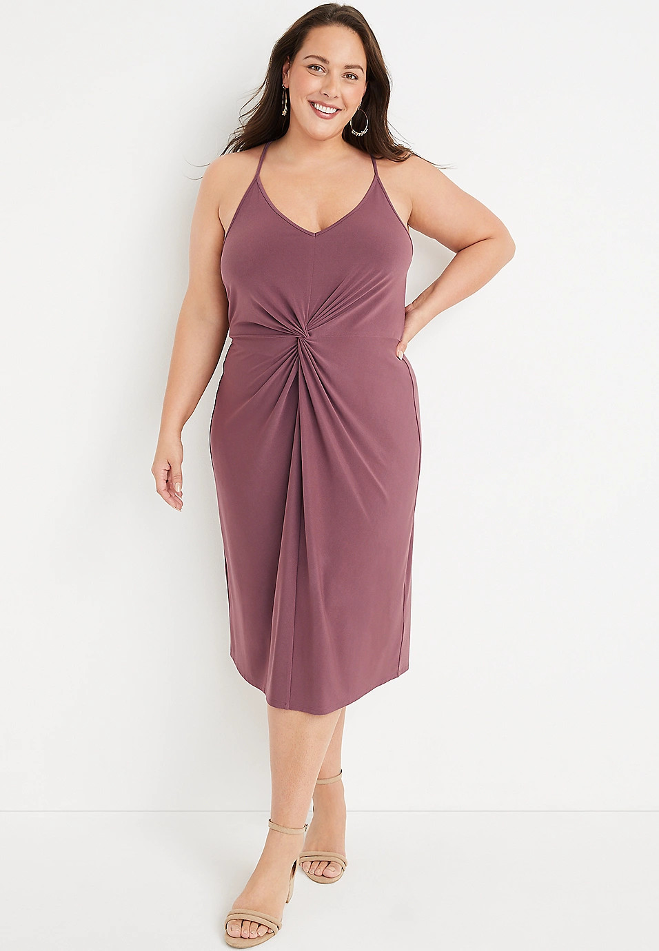 Plus Size Solid Front Knot Sheath Dress | Maurices