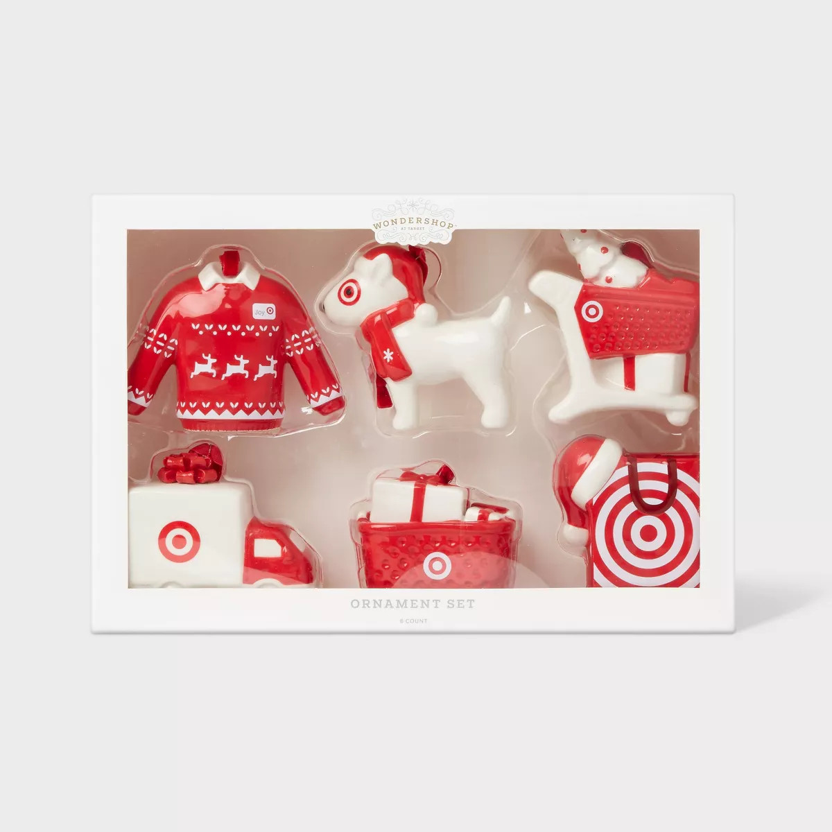 6pc Ceramic Target Christmas Tree Ornament Set Red/White - Wondershop™ | Target