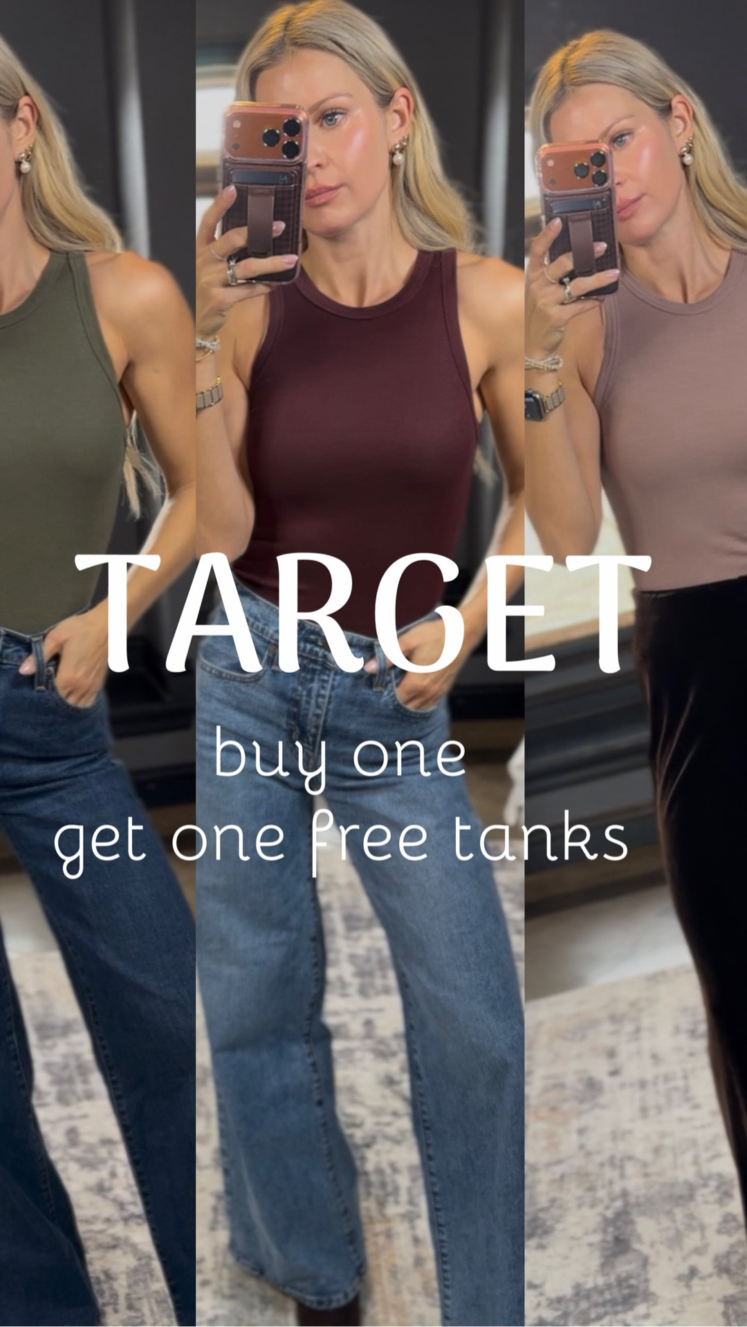 Buy one get one at Target 👀 these tanks are a closet staple

Size Small tanks
Jeans size 24
Pants size XS

#LTKFindsUnder50 #LTKgrwm #LTKmomlife