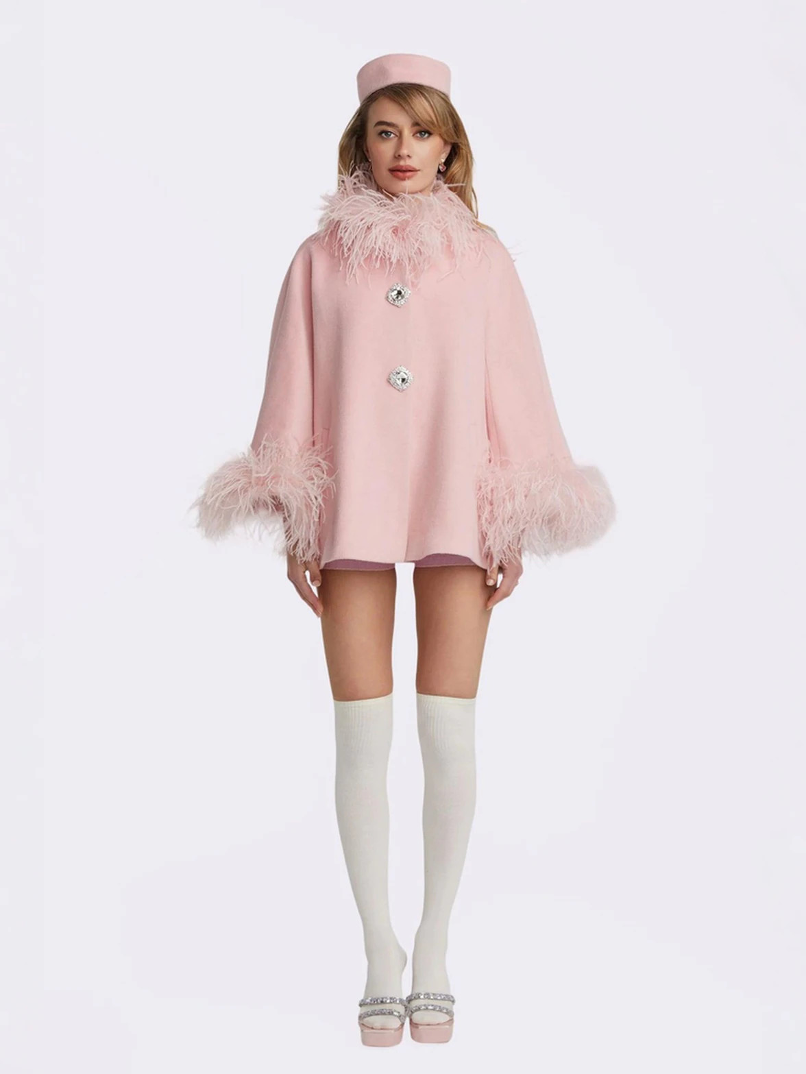 Angelica Feather Coat: Pink Coat for Holiday Party | Nana Jacqueline | Nana Jacqueline