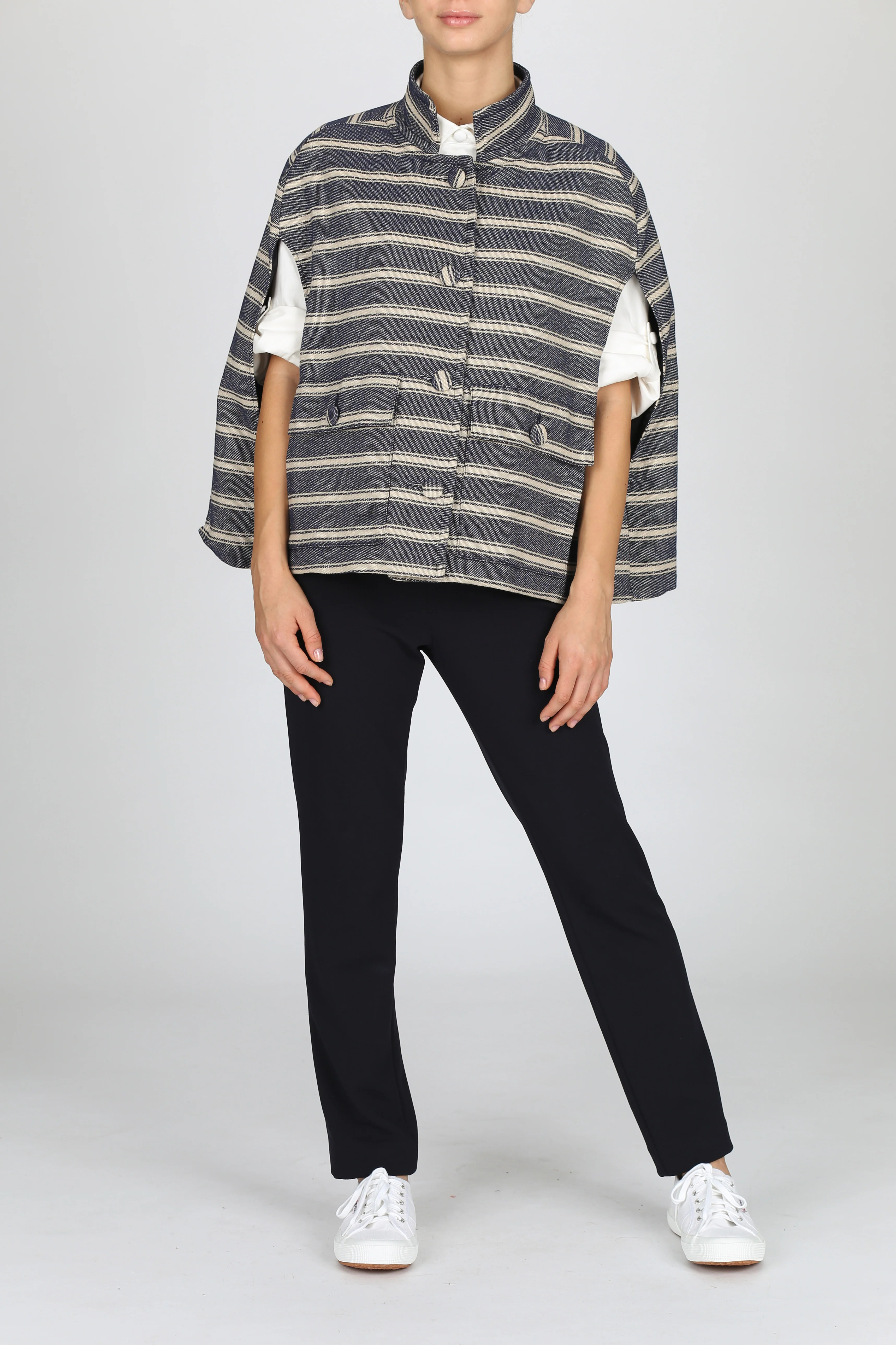 The Camilla Denim Cape - w/Stripes | Marta Scarampi