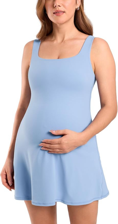 MOMANDA Active Maternity Tennis Dress Sleeveless Summer Tank Pregnancy Dress with Built-in Shorts... | Amazon (US)