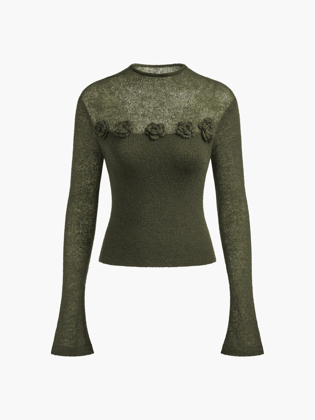 3D Flower Panel Soft Knit Top | Commense